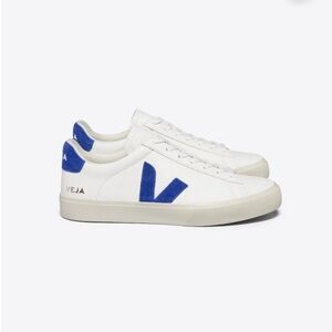 Veja White Sneakers with Blue V Accent